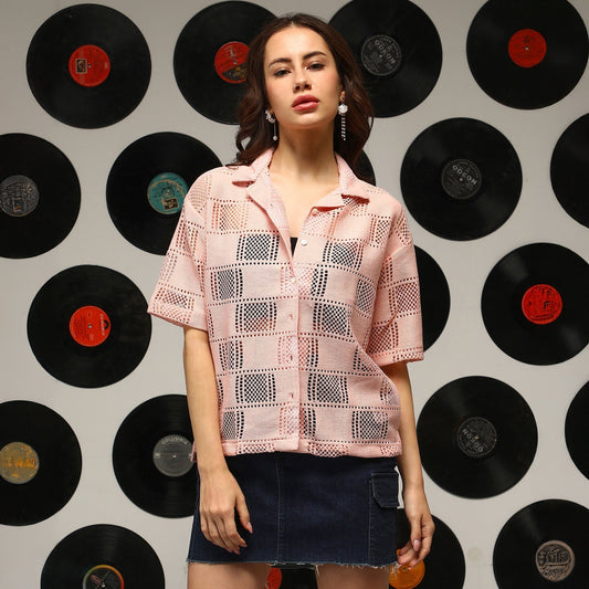 Cubic-Mesh Oversized Shirt