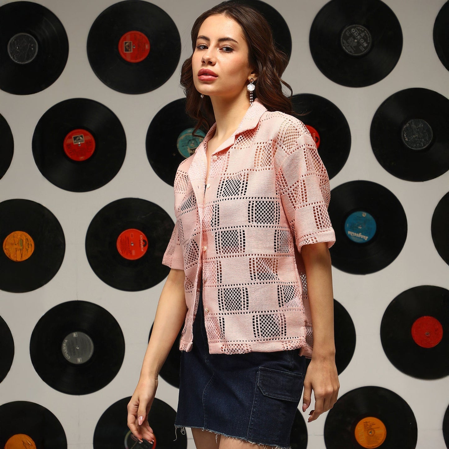 Cubic-Mesh Oversized Shirt