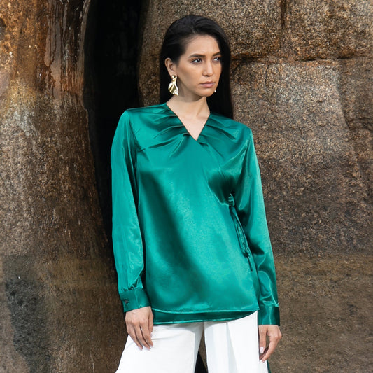 Satin Wrap Top