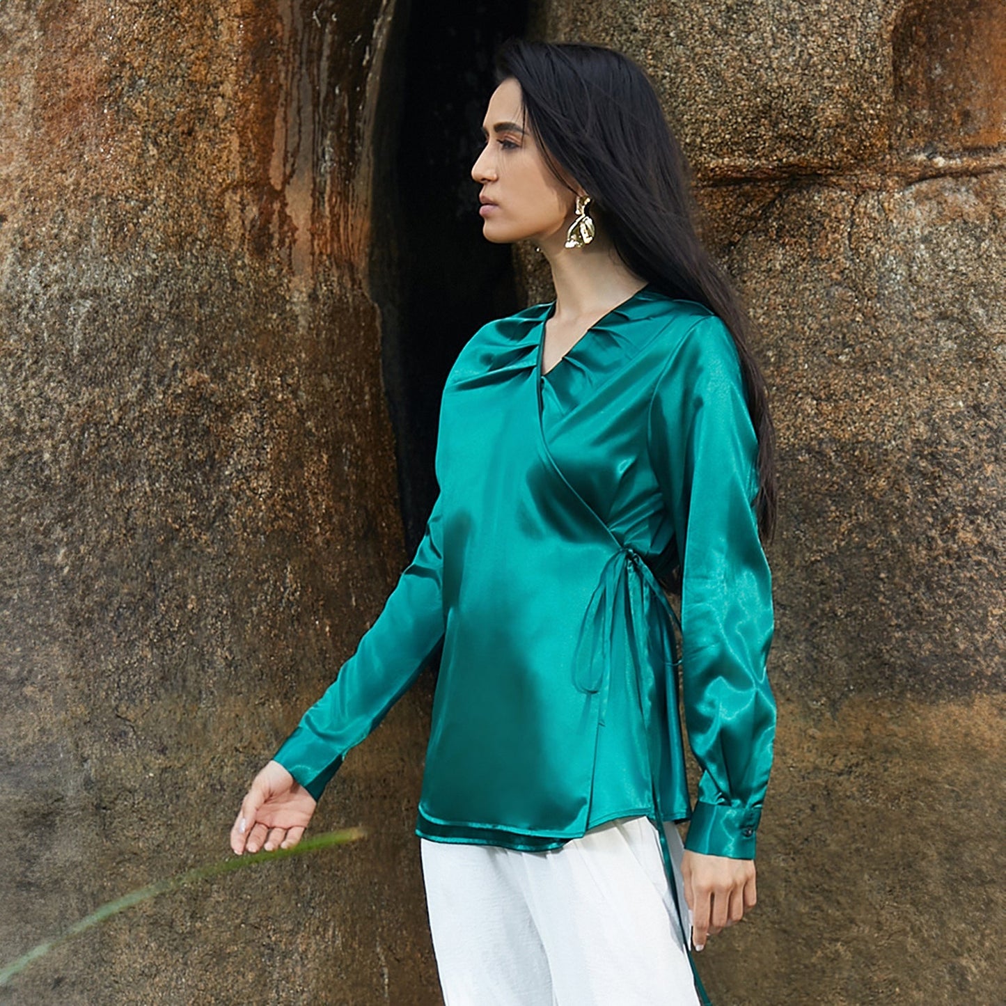 Satin Wrap Top