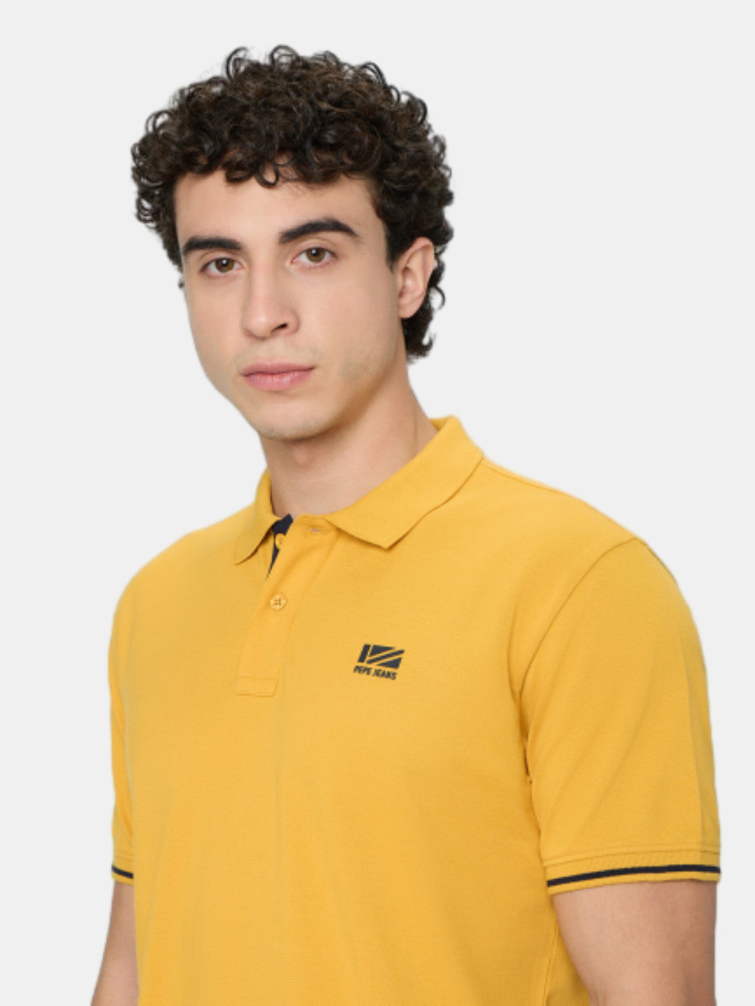 Pepe Jeans Yellow Solid Short Sleeves Mens Polo T-Shirt