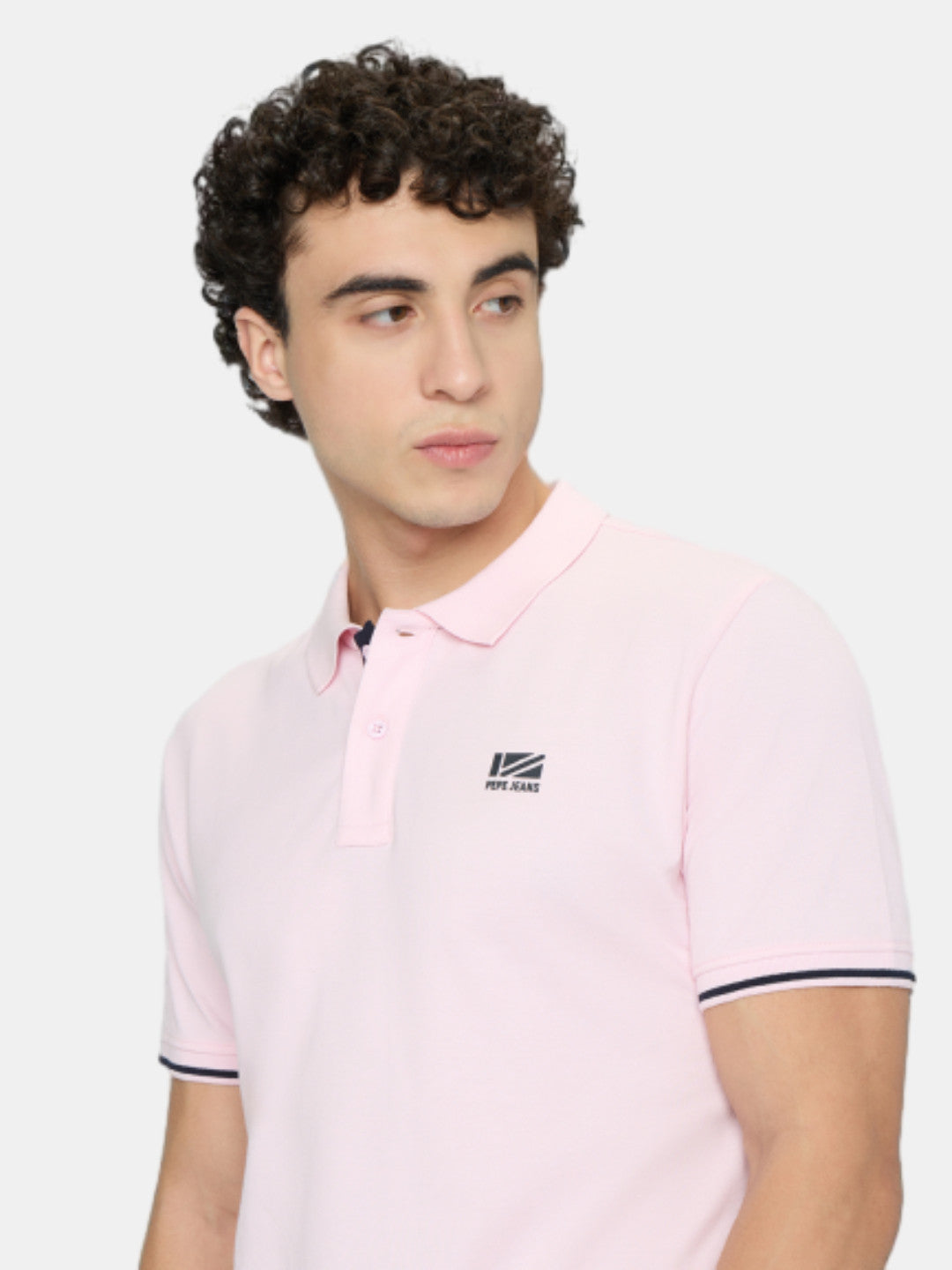 Pepe Jeans Pink Solid Short Sleeves Mens Polo T-Shirt