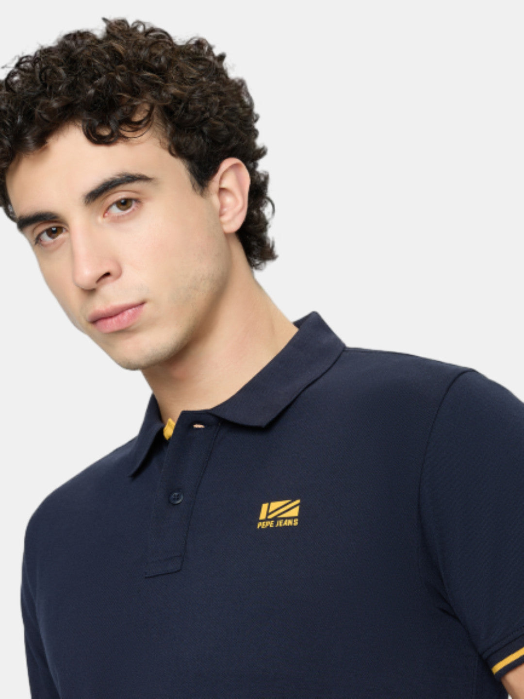 Pepe Jeans Blue Solid Short Sleeves Mens Polo T-Shirt