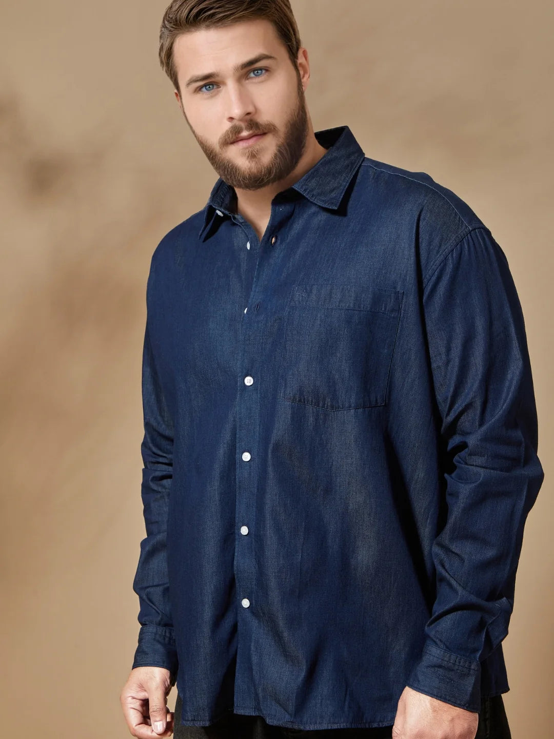 Men Navy Blue Casual Shirt