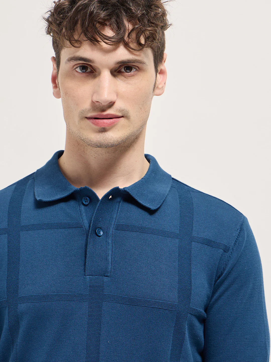 Men's Cotton Self Design Slim Fit Polo