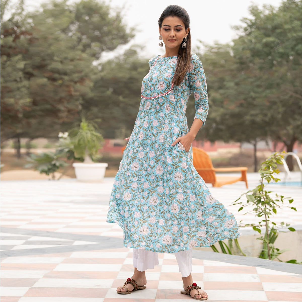 Sky Blue Taj Kurta Set