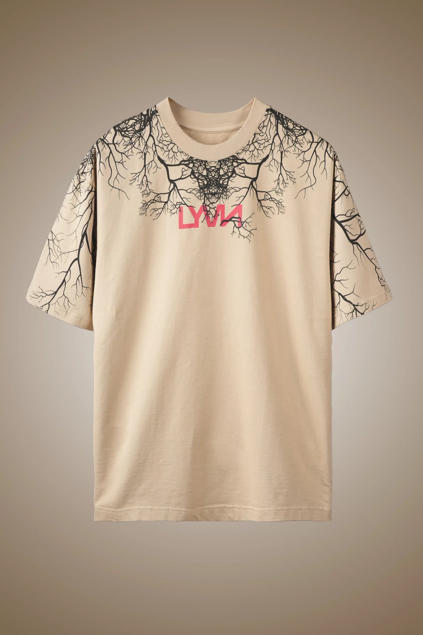 Hidden Child Beige Oversized Printed T-Shirt
