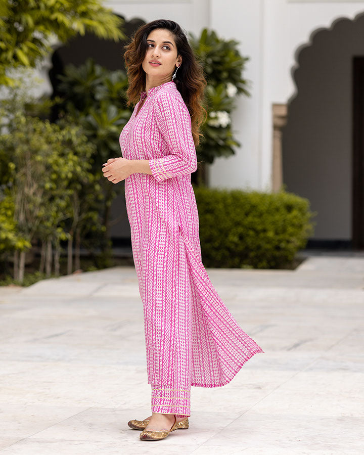 Tribal Pink Kurta Set