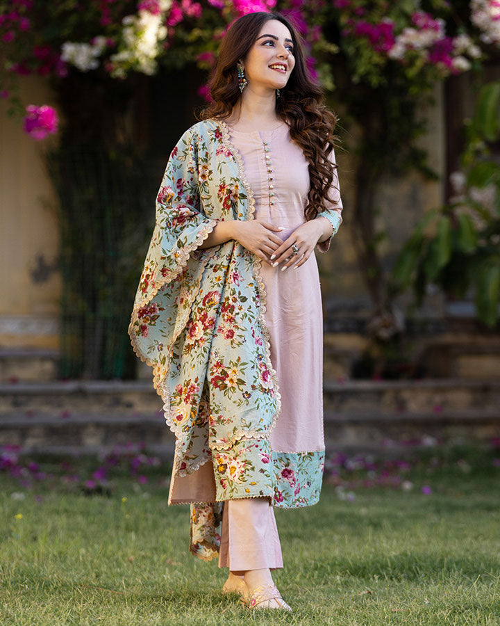 PEACH COTTON SUIT SET
