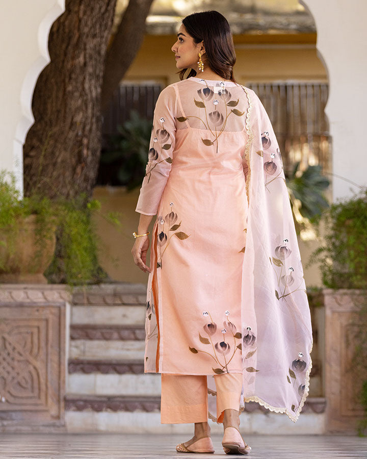 PANSY HANDPAINT ORGANZA SUIT SET