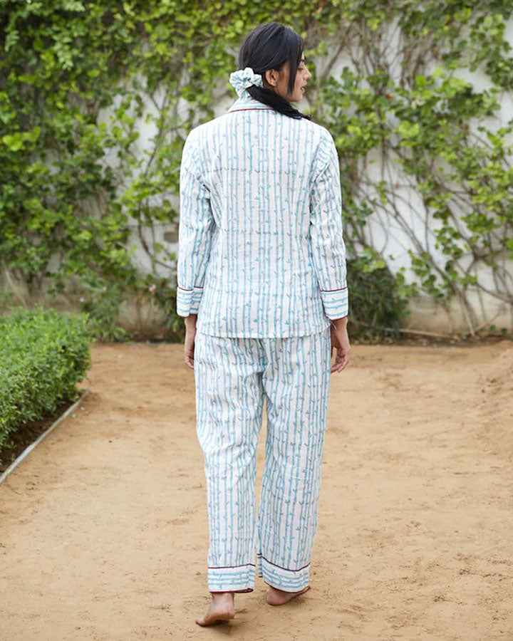 Blue Bamboo Night Suit