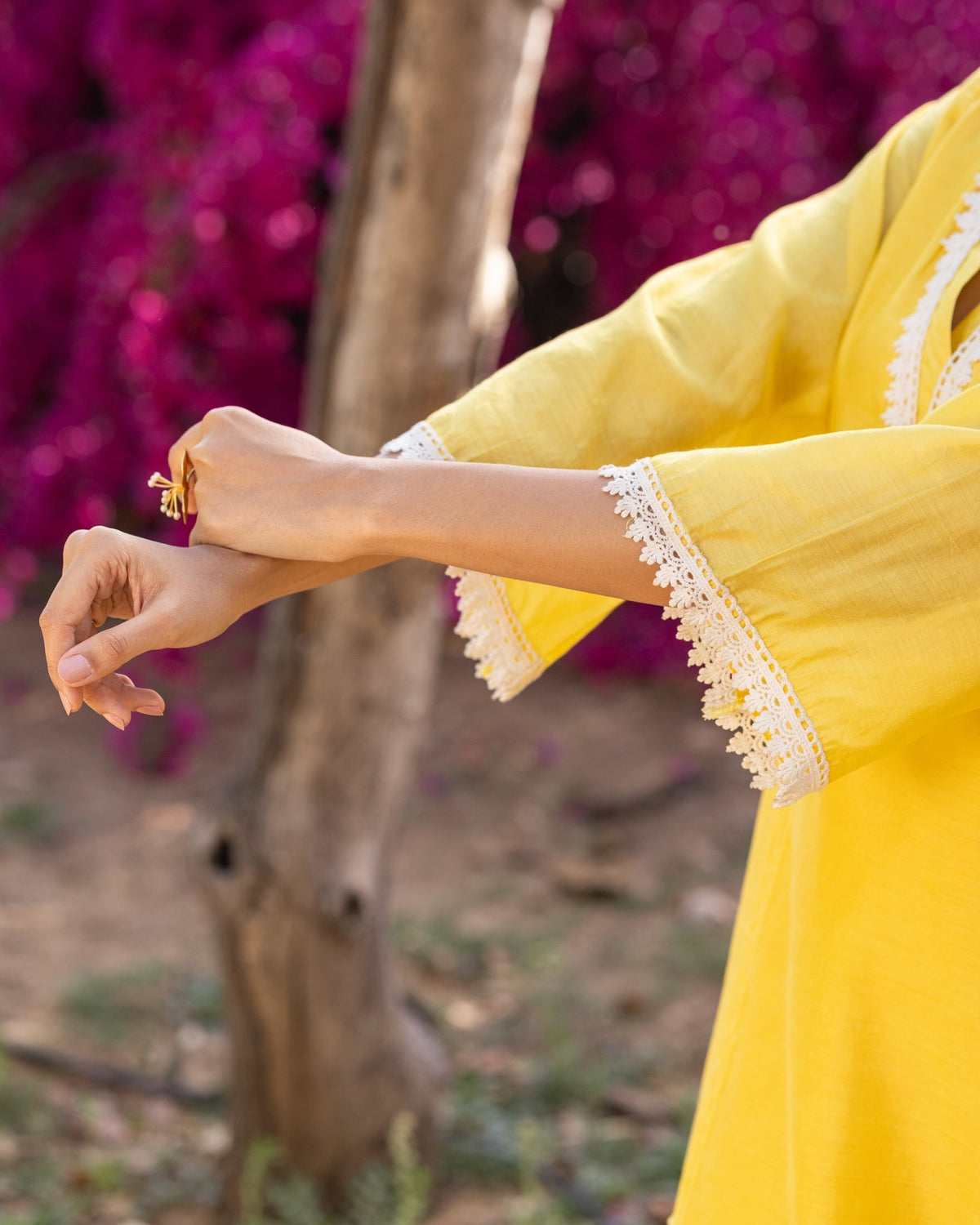 Yellow Chanderi Kurta Set