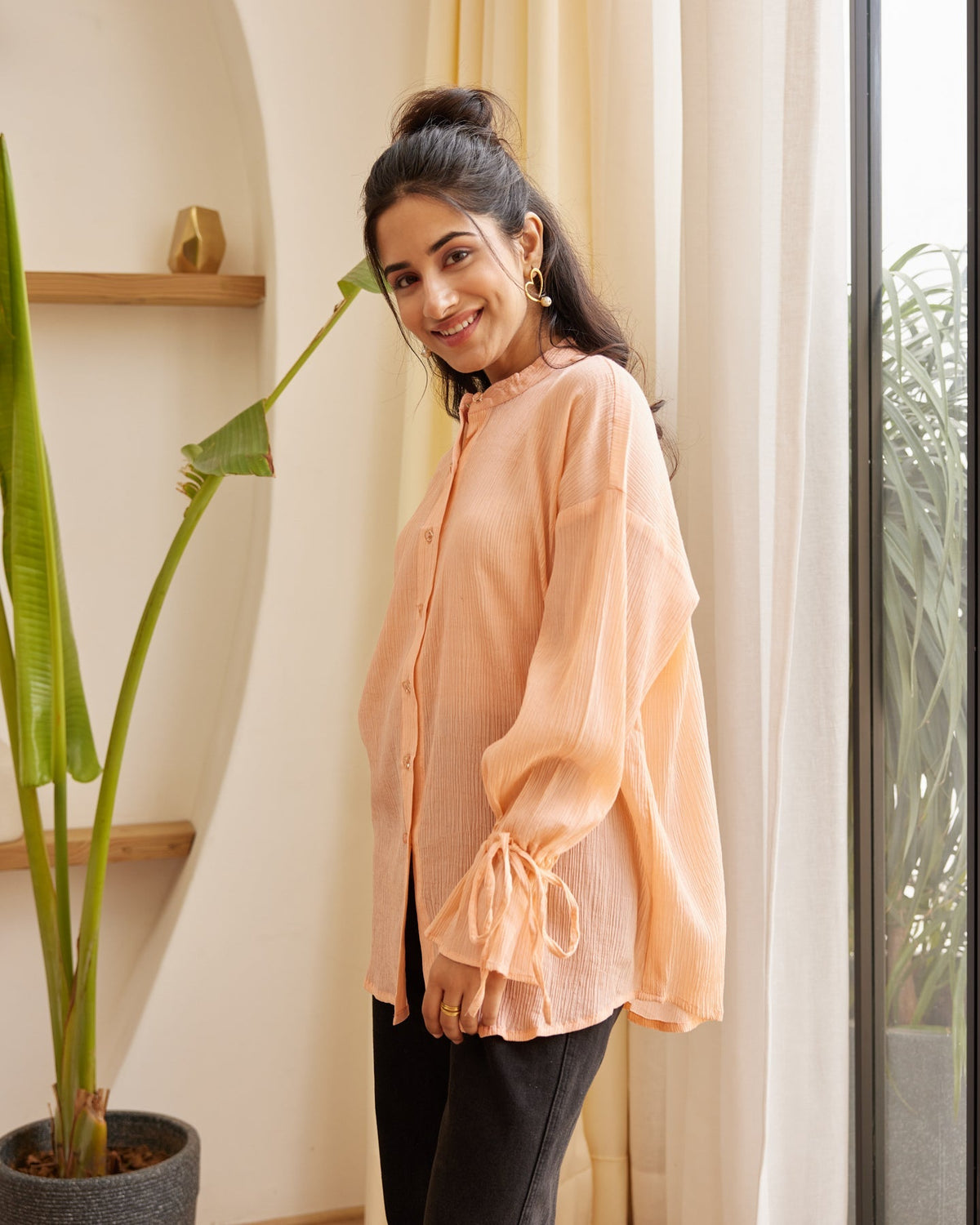 Essential Peach Crepe Shirt