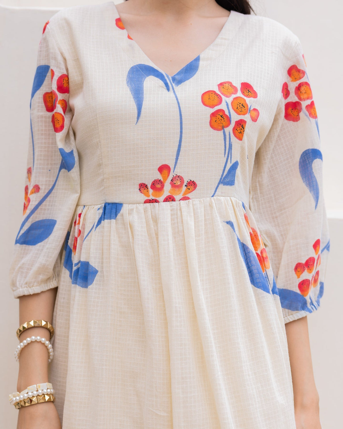 Off-White Floral Kota Dress
