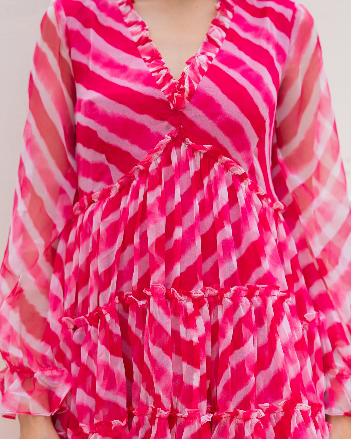 Pink Leheriya Chiffon Dress