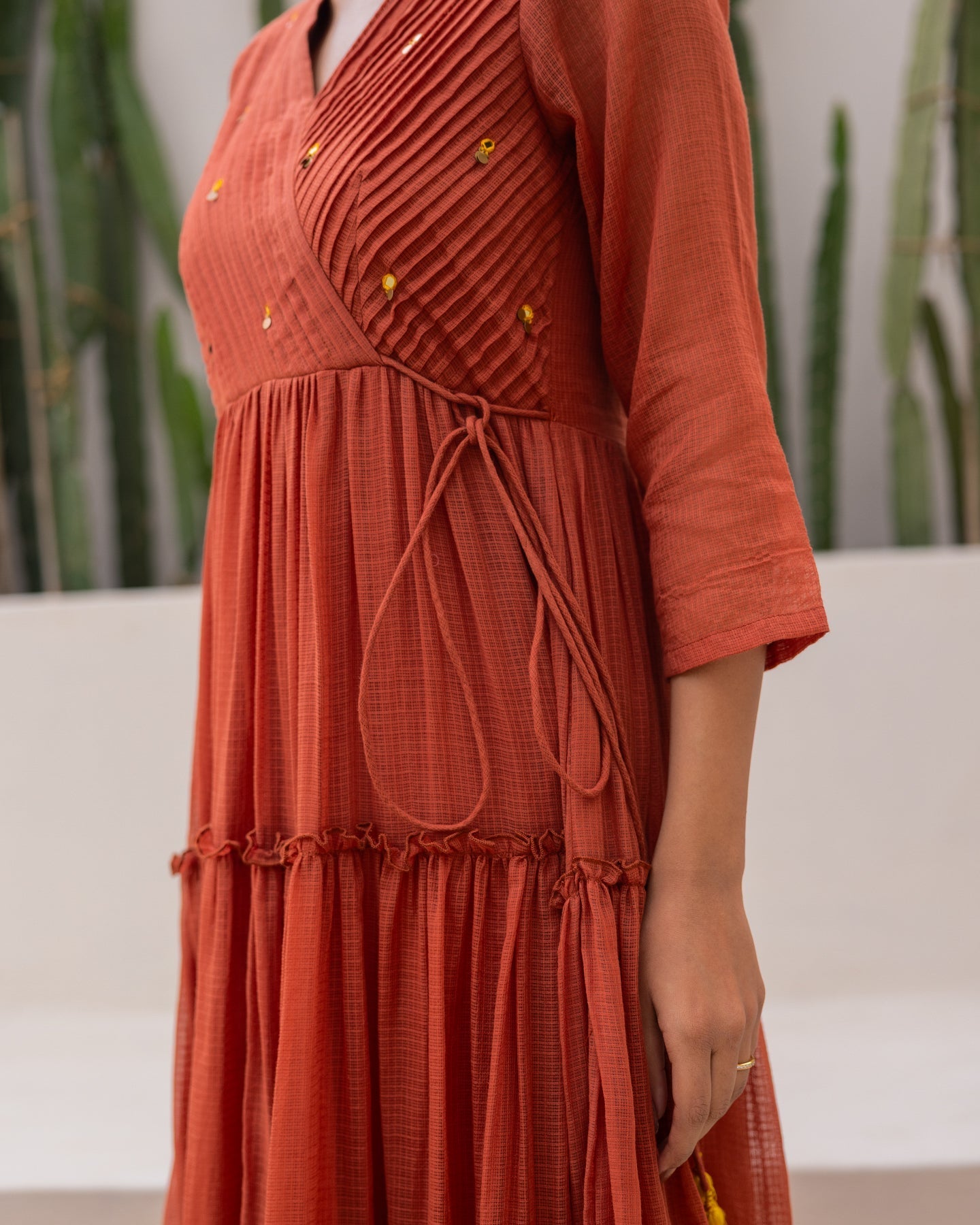 Brown Tiered Cotton Dress