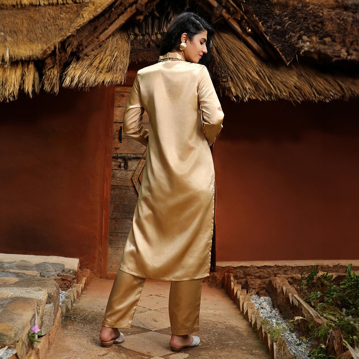 Fringed Block Kurta With Trousers