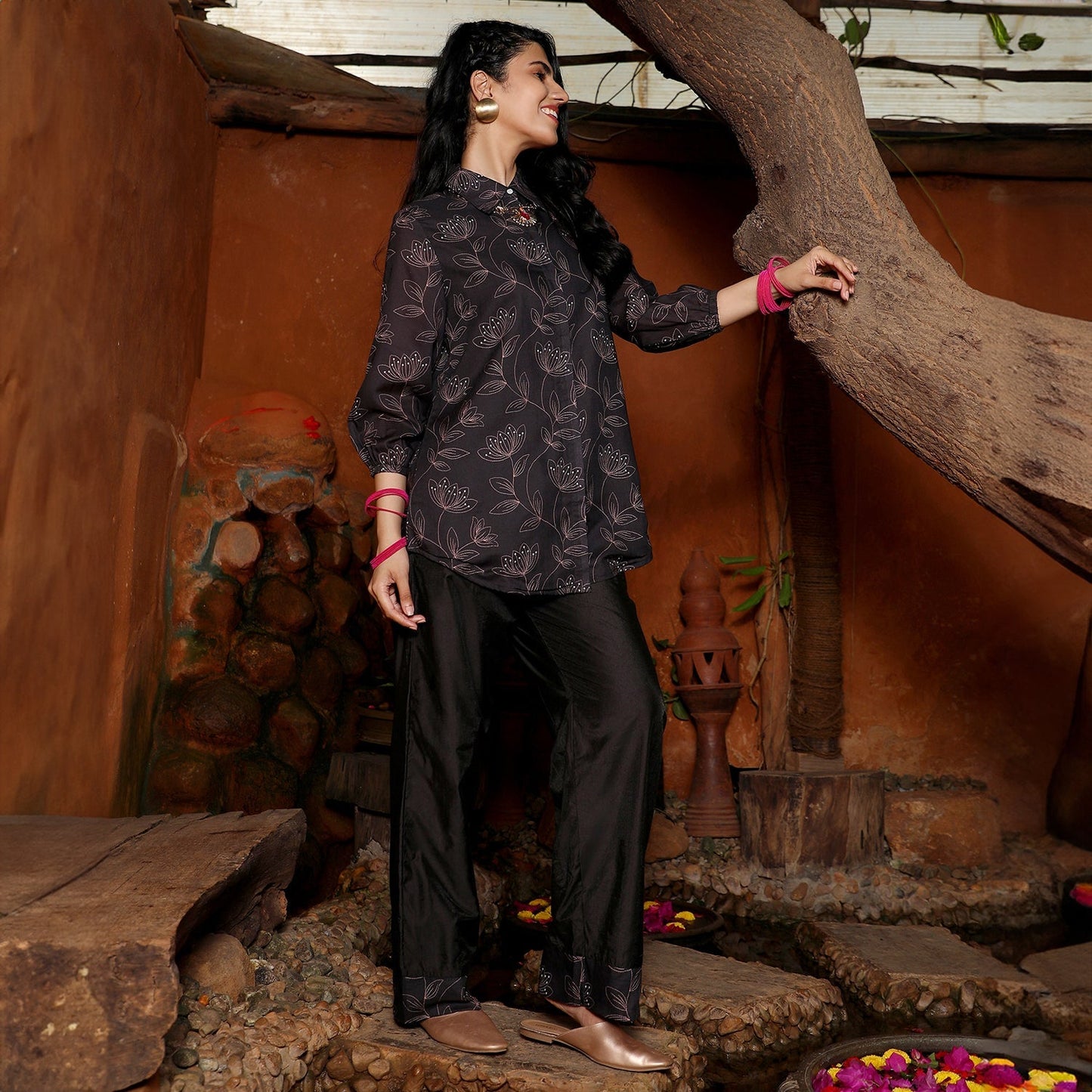 Flora Lined Kurti With Trousers