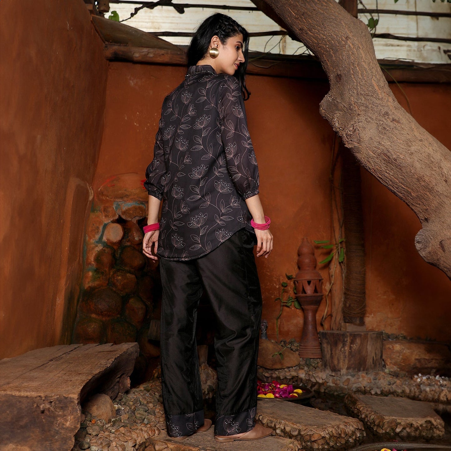 Flora Lined Kurti With Trousers