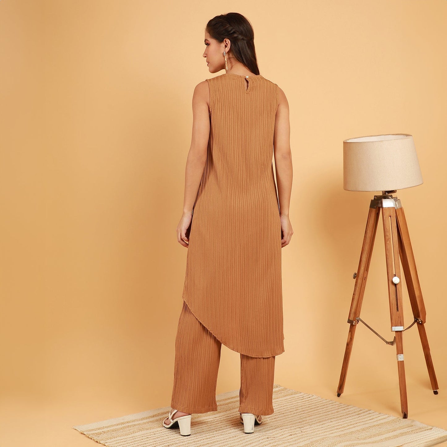 Textured Wrap Kurta With Trousers