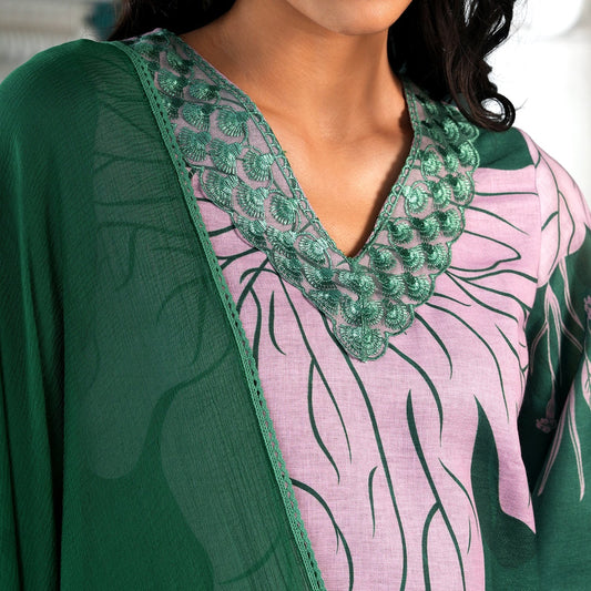 Contrast Tulips Kurta Set