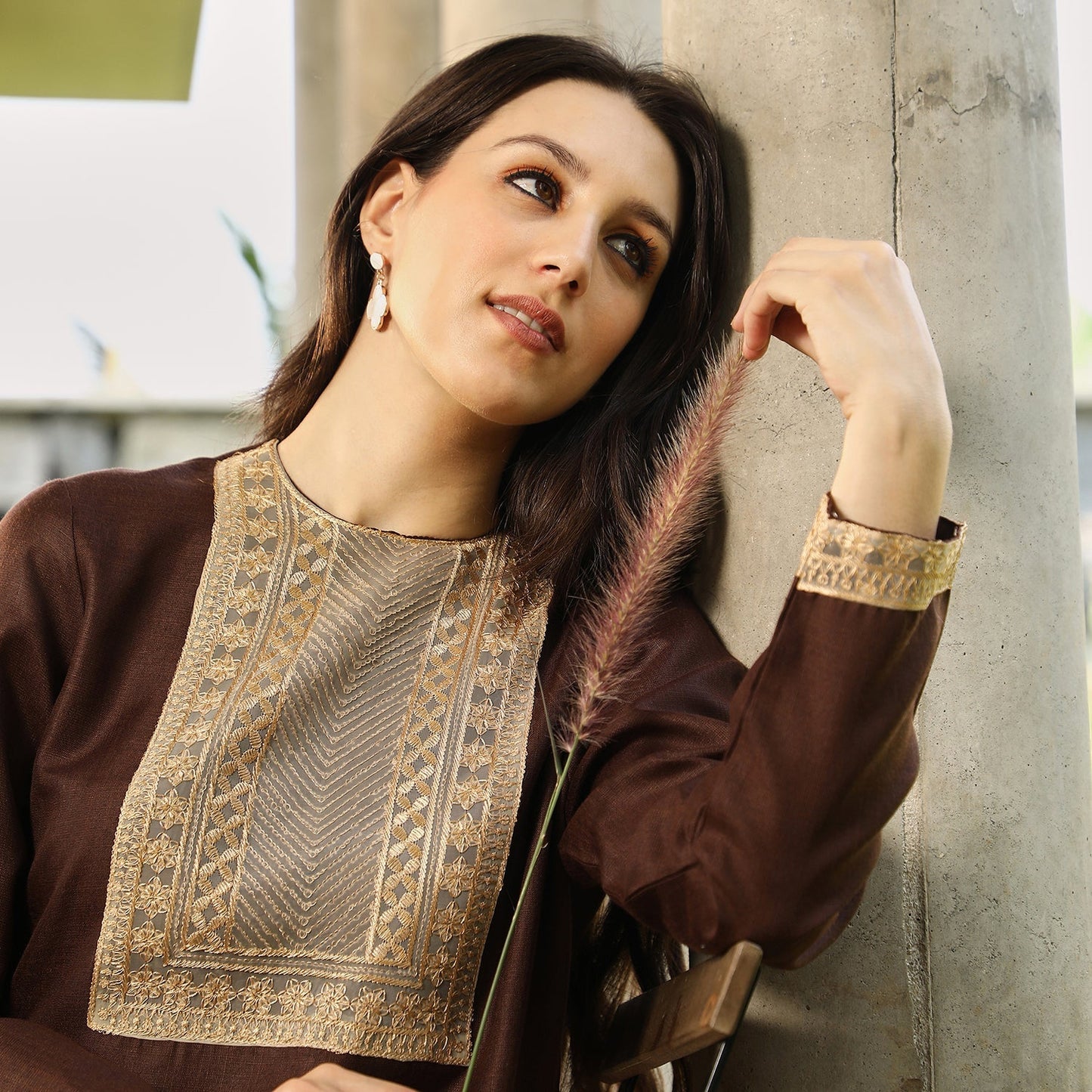 Schiffli-Block Kurta Set