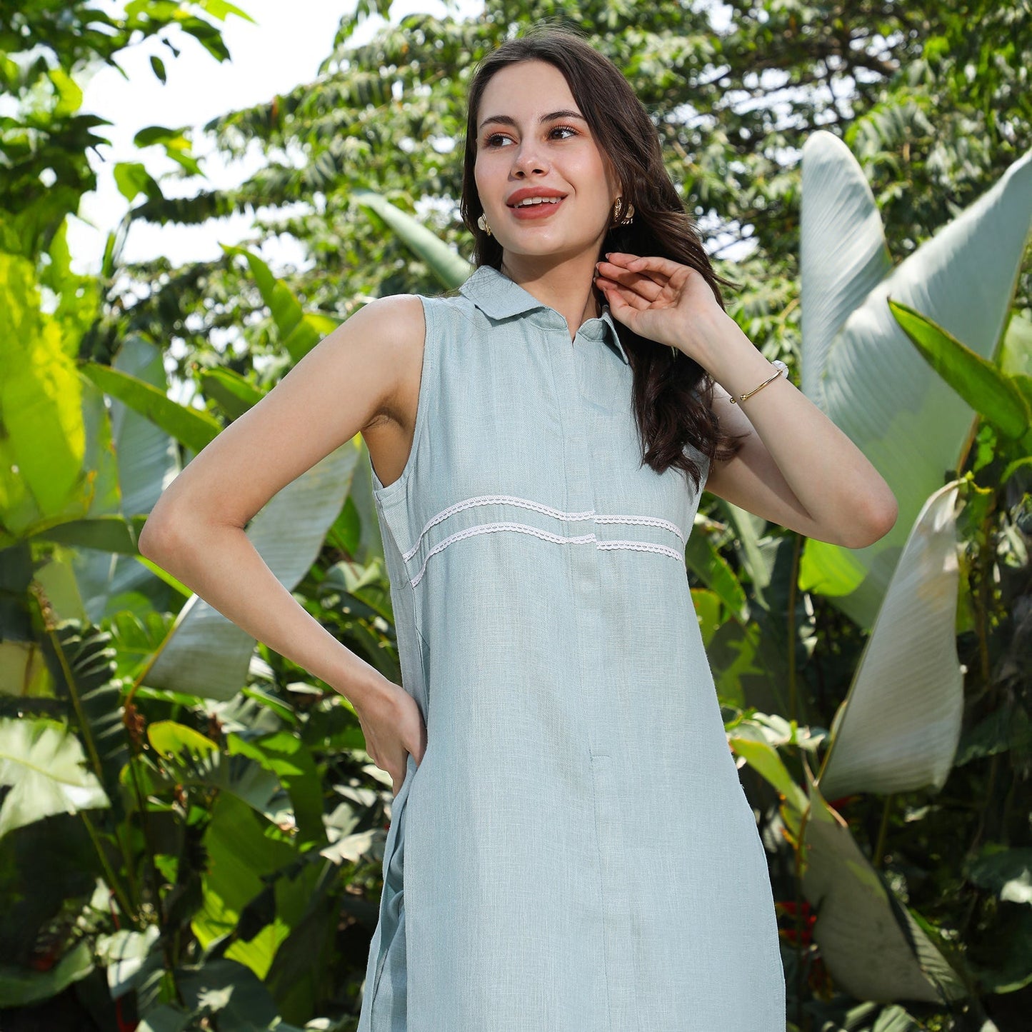 Lined Linen-Blend Kurta Set