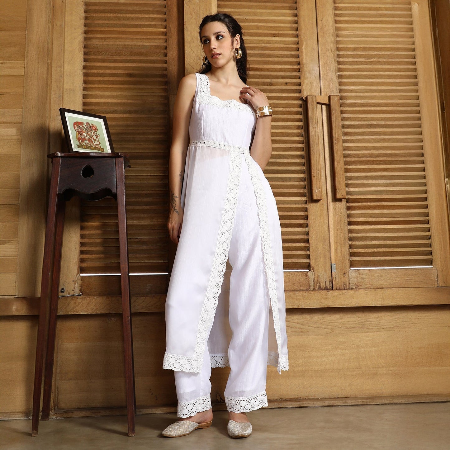Threadwork Side-Slit Kurta Set