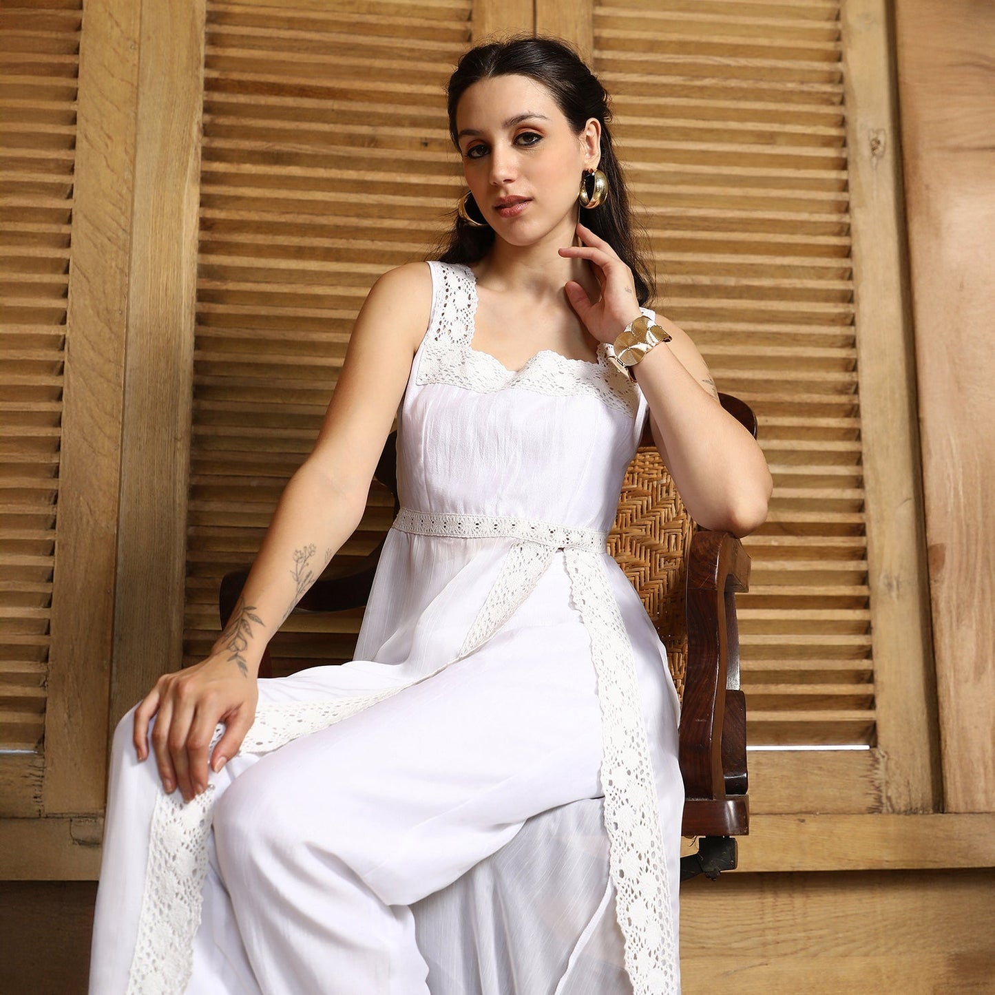 Threadwork Side-Slit Kurta Set