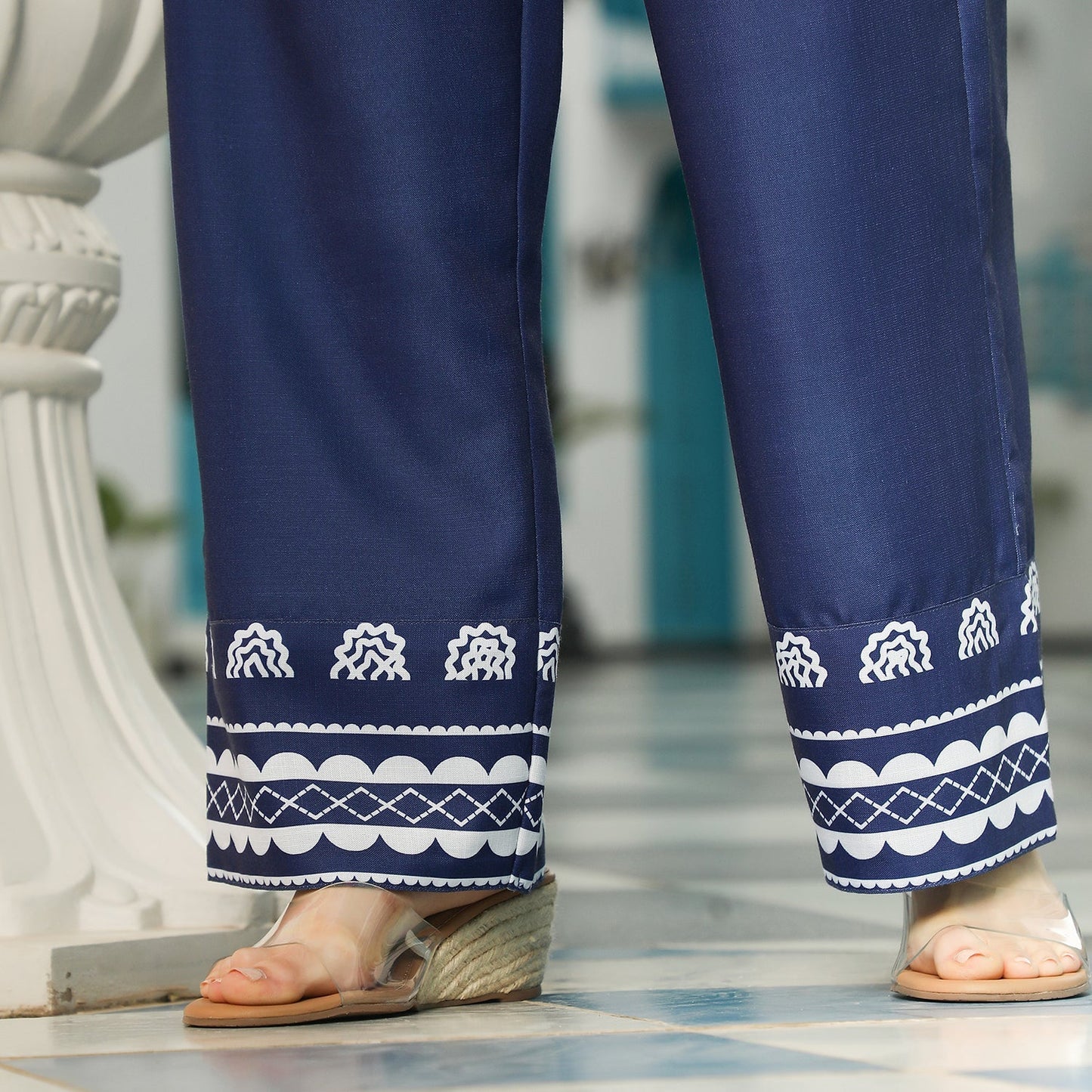 Indie Flora Lined-Imprint Kurta Set