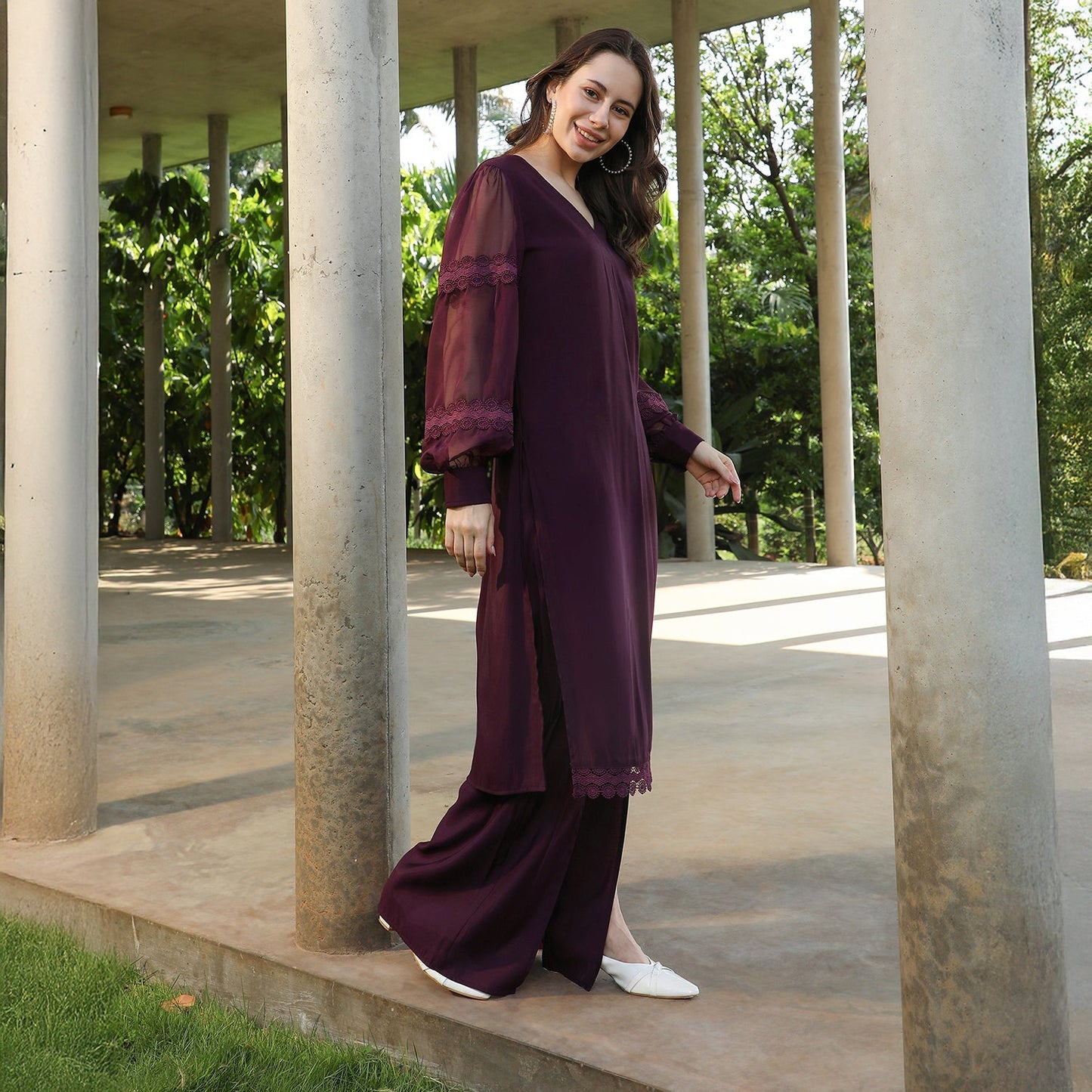 Solid Flared Kurta Set