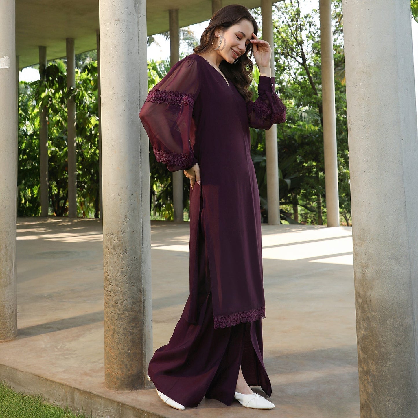 Solid Flared Kurta Set
