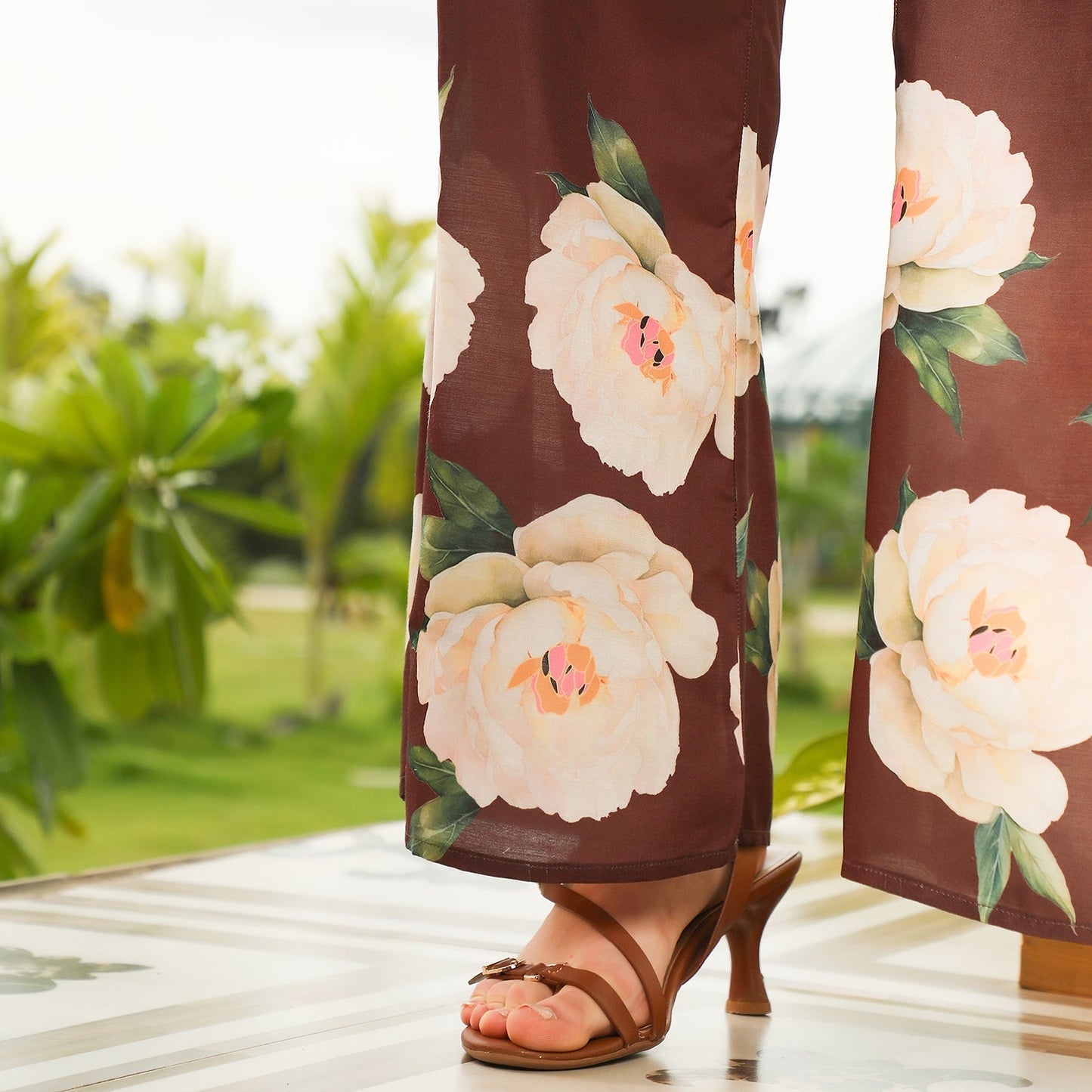 Flared Roses-Imprint Kurta Set