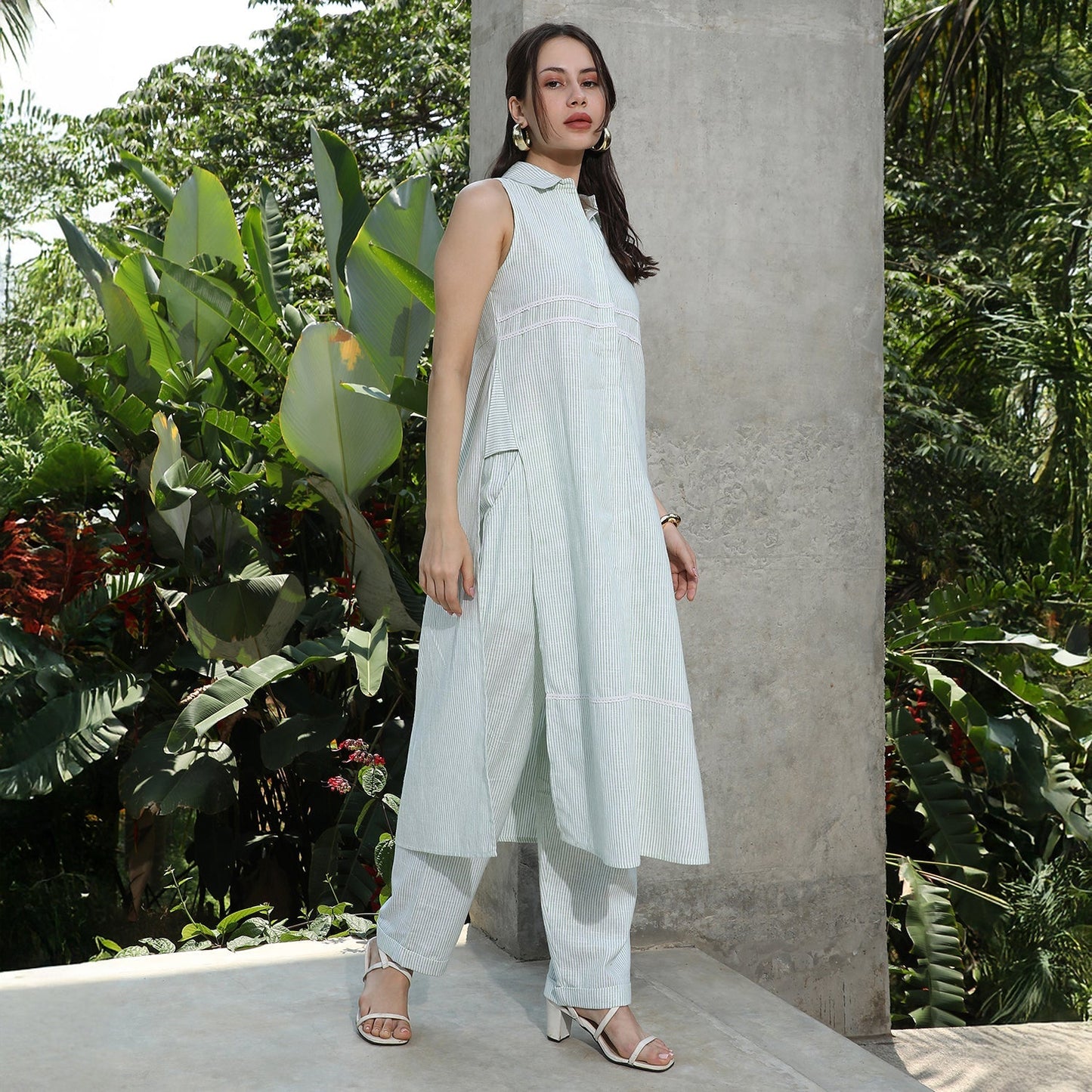 Pinstriped Kurta Set