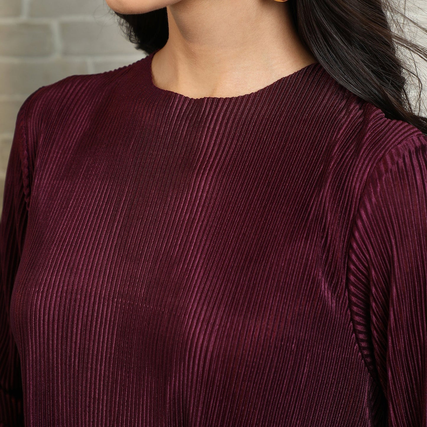 Solid Pleated Kurta Set