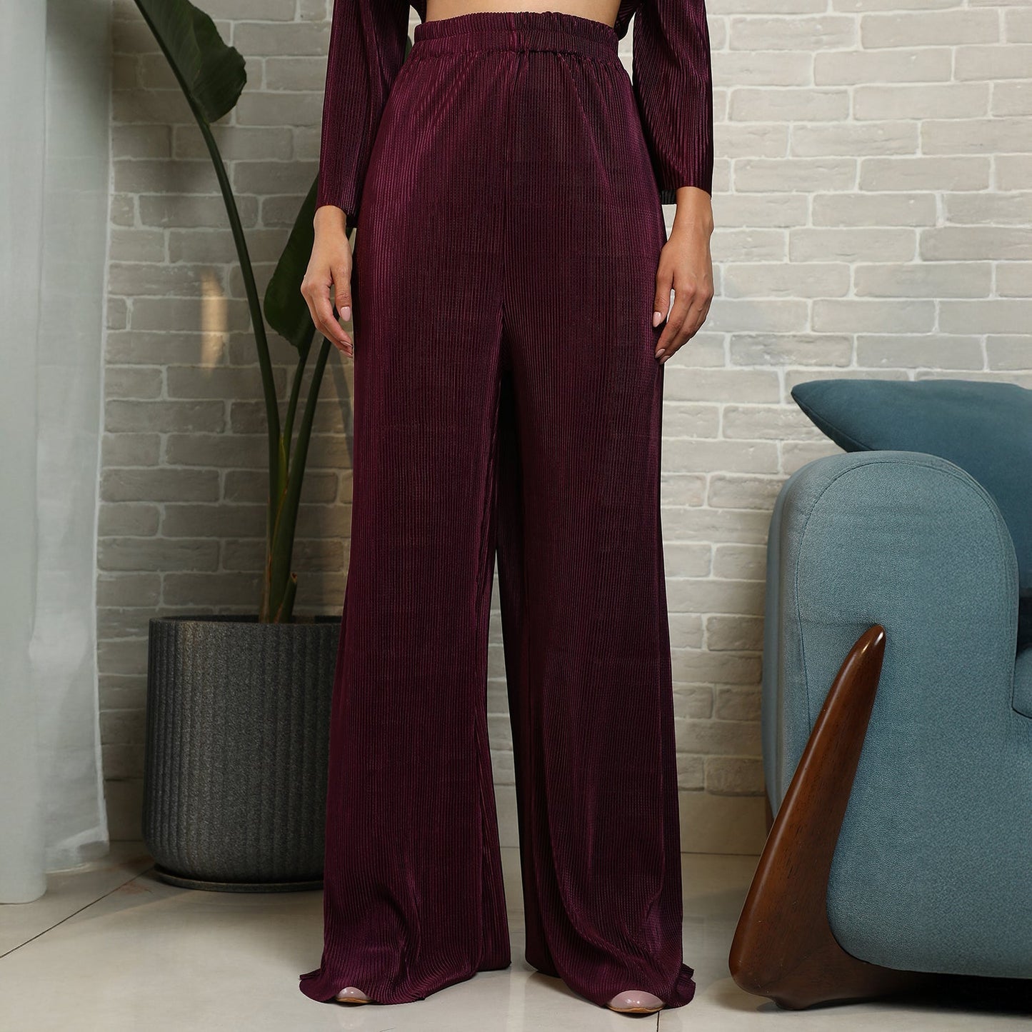 Solid Pleated Kurta Set