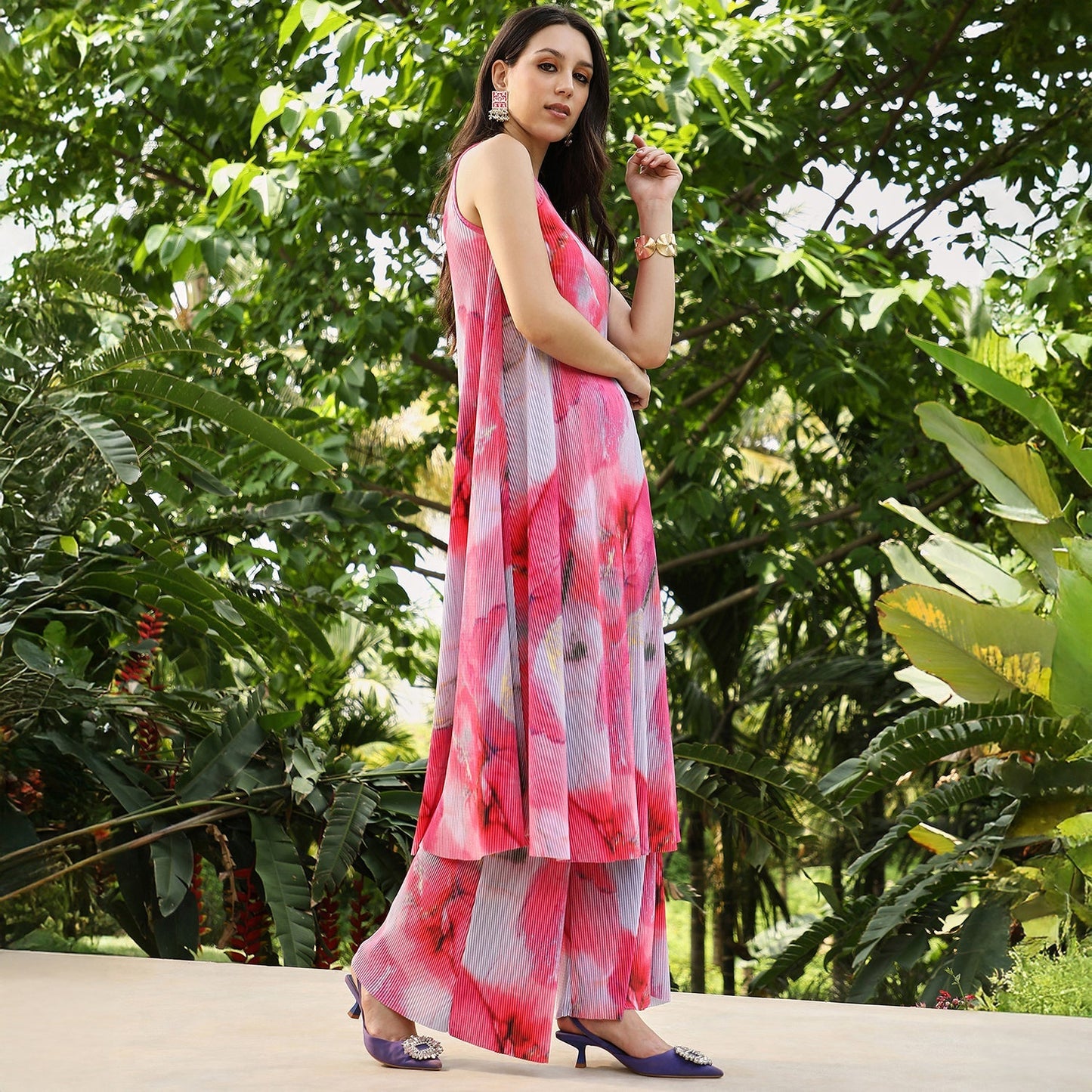 Floral Pleated-Halter Co-Ord Set