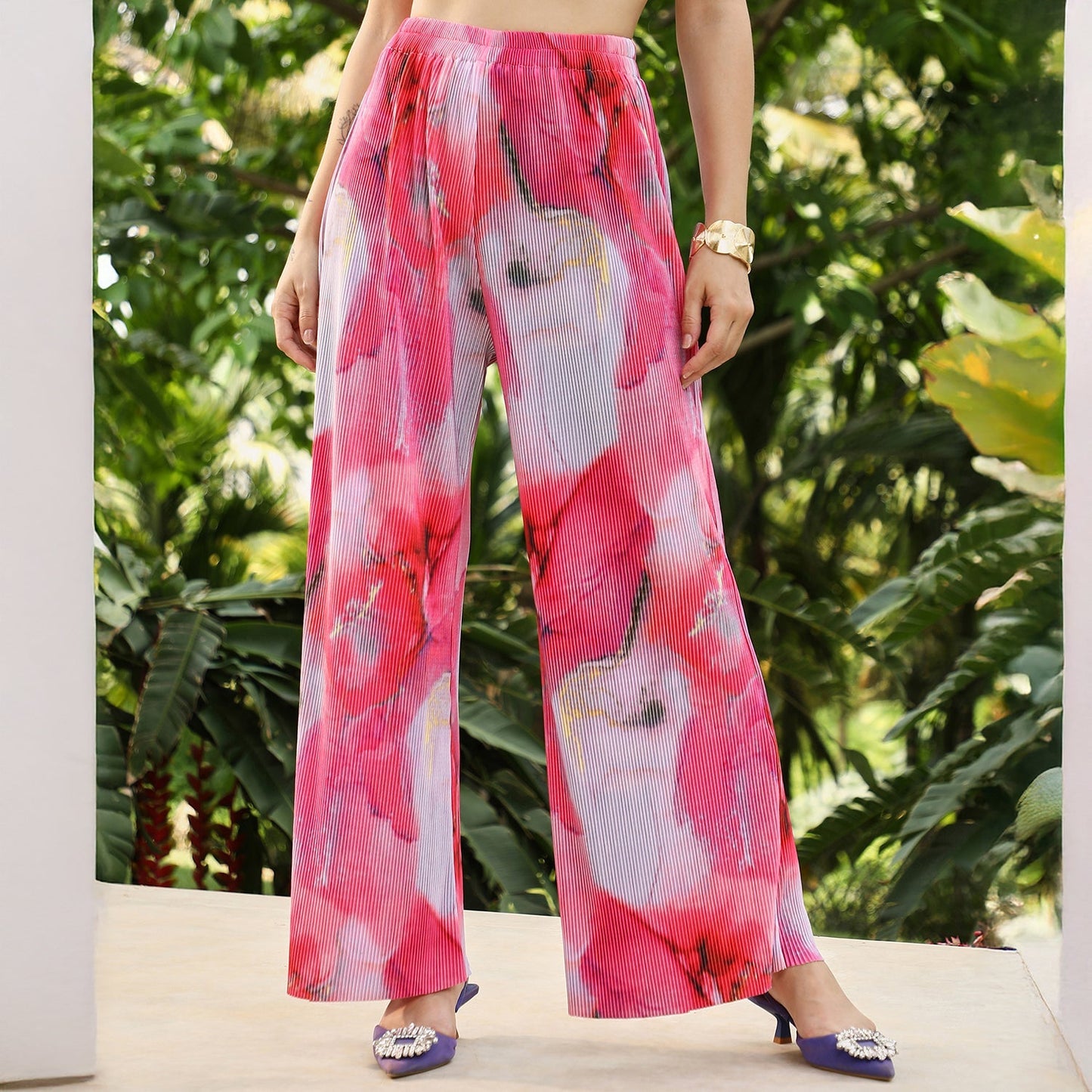 Floral Pleated-Halter Co-Ord Set