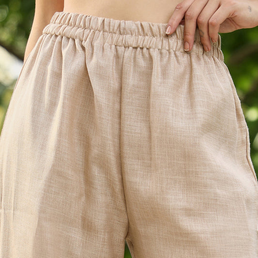 Solid Linen-Blend Kurta Set