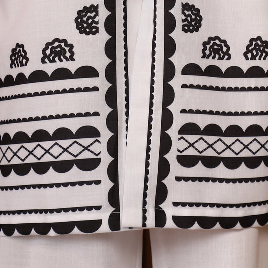 Indie Flora Lined-Imprint Kurta Set