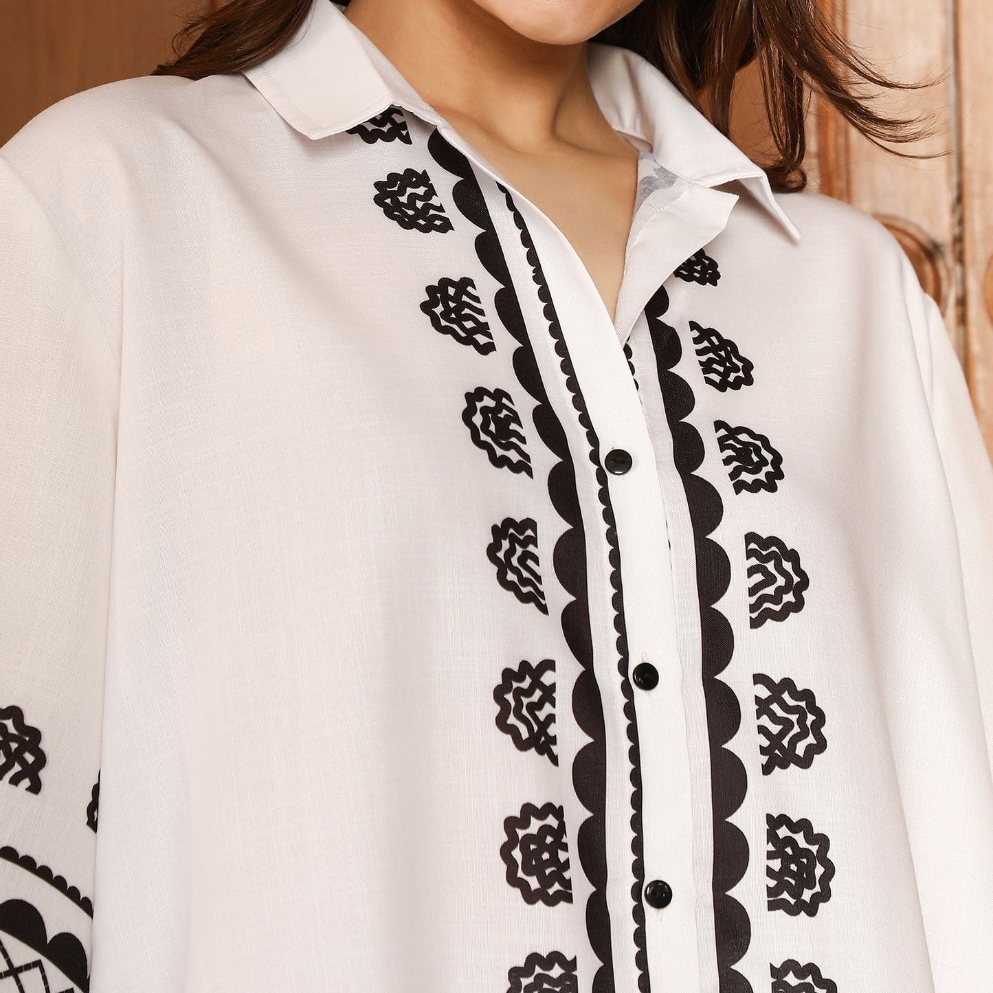 Indie Flora Lined-Imprint Kurta Set