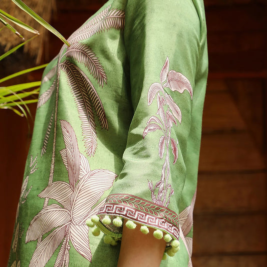 Palm Foliage Kurti With Trousers