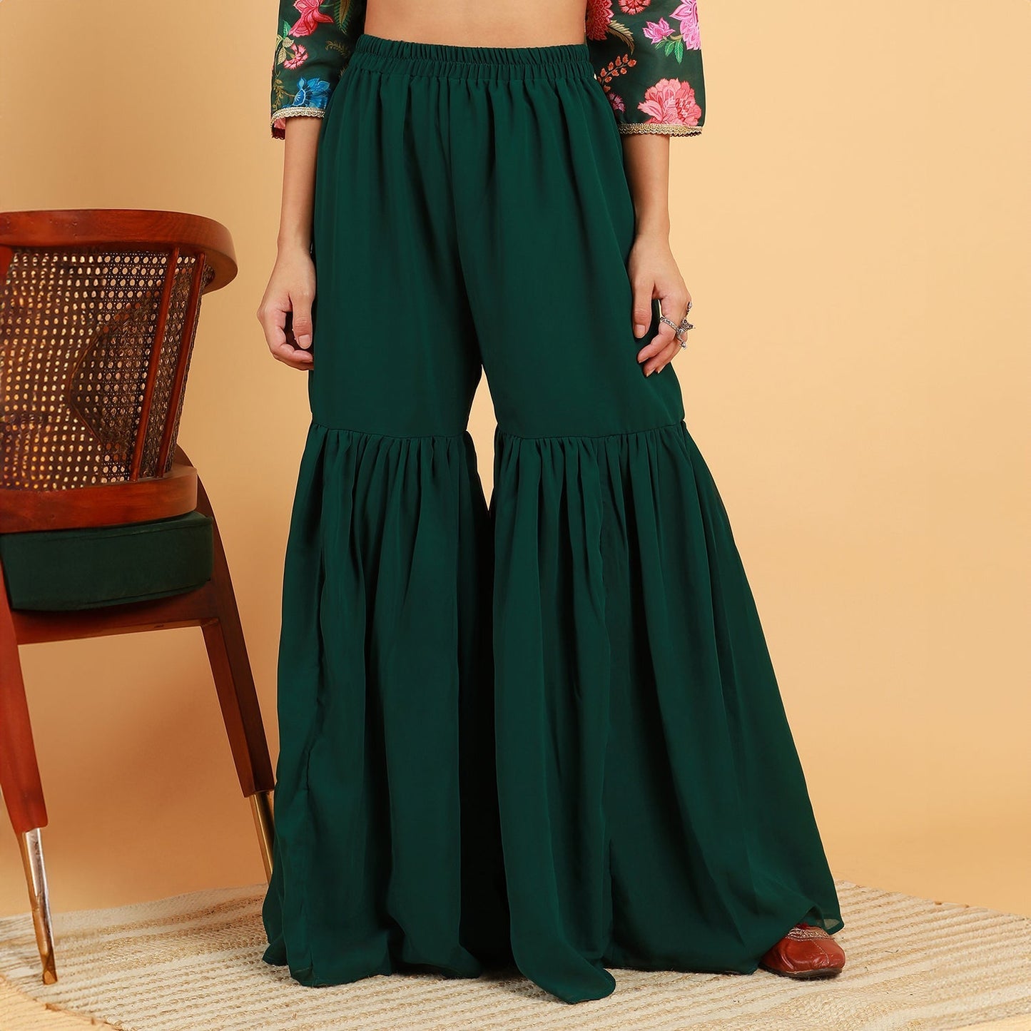 Botanical Cluster Kurti With Sharara & Dupatta