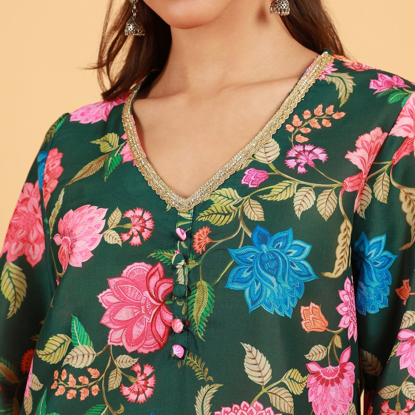 Botanical Cluster Kurti With Sharara & Dupatta