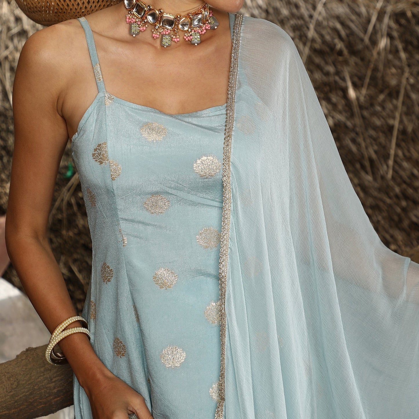 Floral Zari Anarkali Set