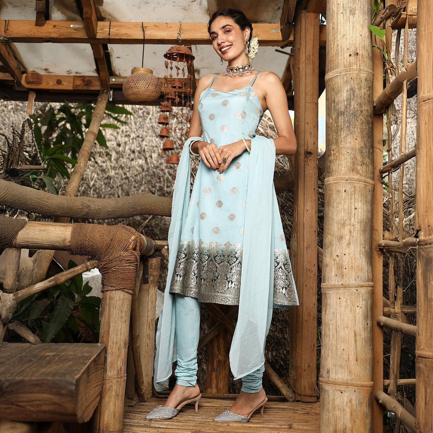 Floral Zari Anarkali Set