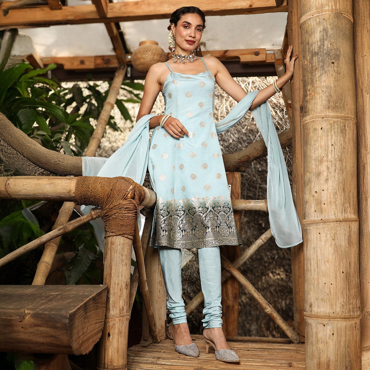 Floral Zari Anarkali Set