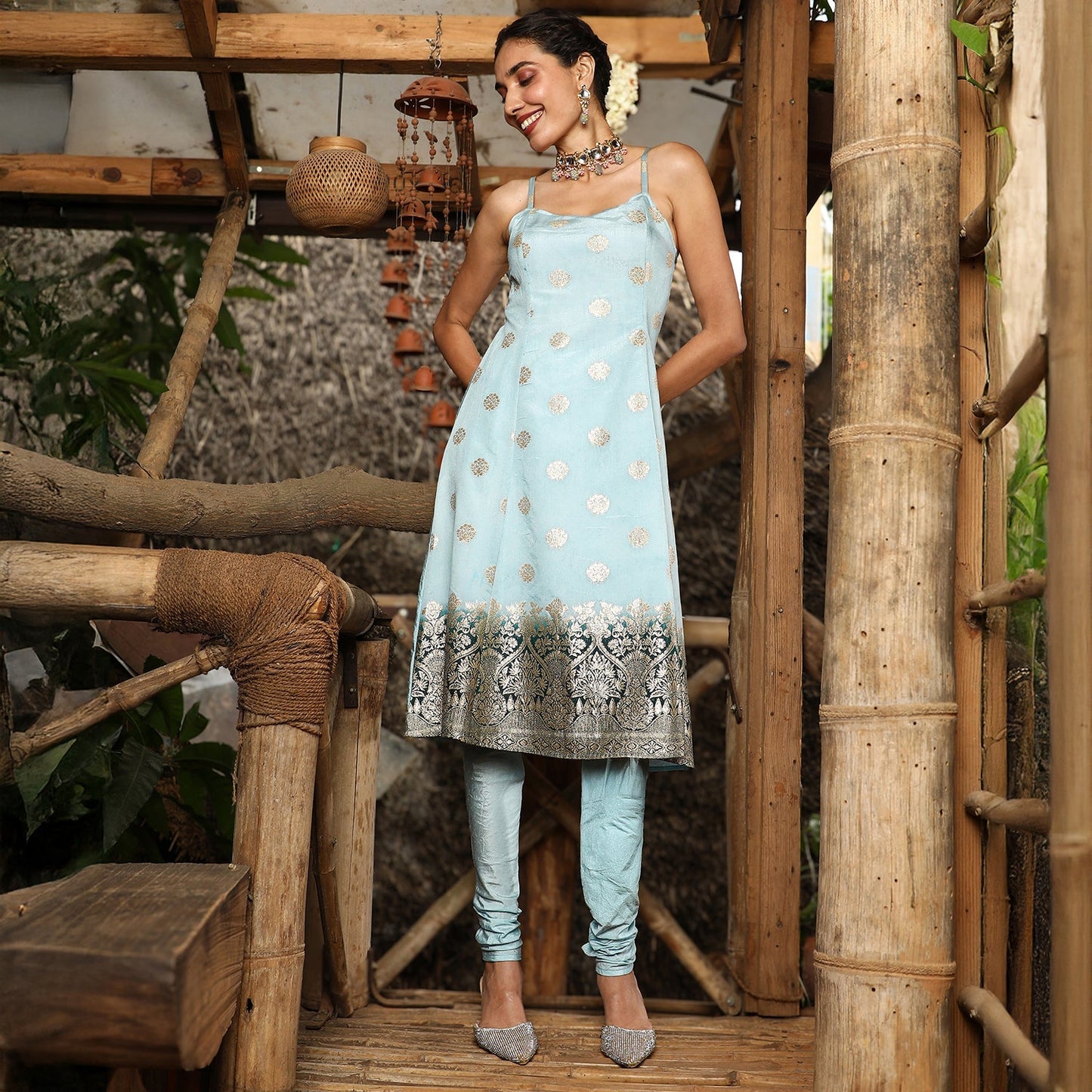 Floral Zari Anarkali Set