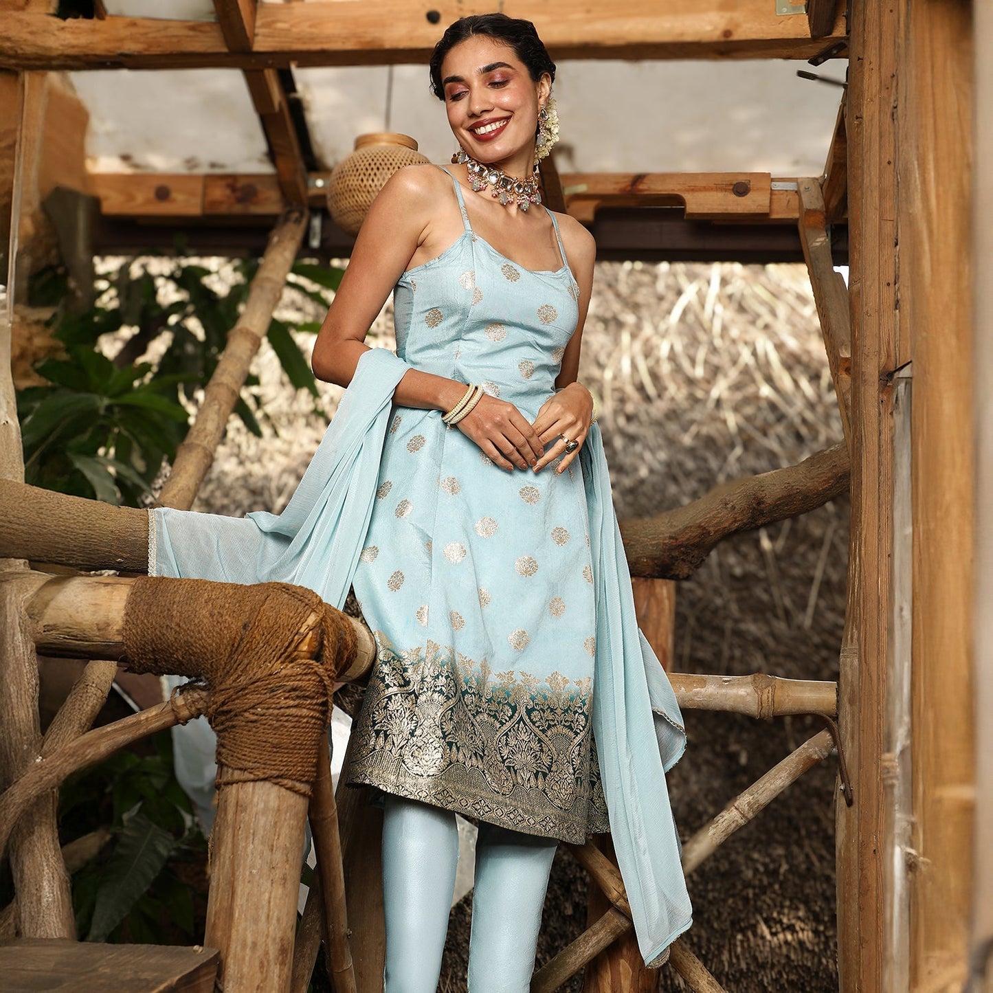 Floral Zari Anarkali Set