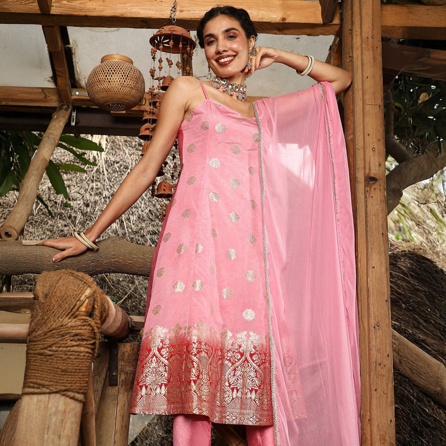 Floral Zari Anarkali Set